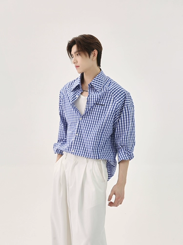 TURNTIDE нишевая клетчатая рубашка в стиле ретро для мужчин и женщин, модная свободная повседневная универсальная рубашка чистого кроя