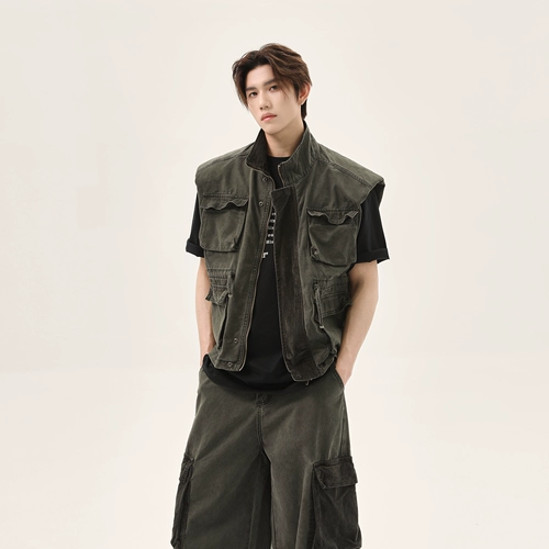 Небольшой дизайнерский джинсовый комплект, жилет, универсальные летние штаны