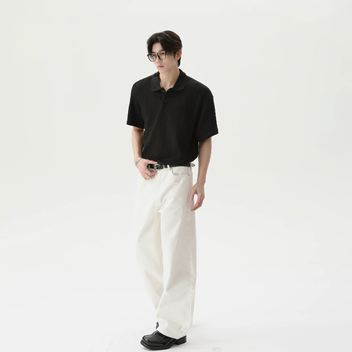 Ретро трикотажная летняя футболка polo, в американском стиле, короткий рукав