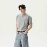 Turntide American Retro Nishe Simple Solid Color круглый круглый плечо с коротким рукавом.