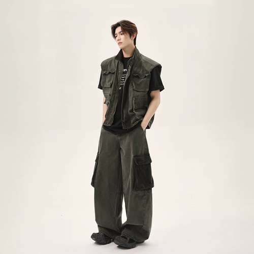 Небольшой дизайнерский джинсовый комплект, жилет, универсальные летние штаны