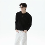 TURNTIDE вязаный свитер в стиле «старые деньги» в стиле ретро с воротником-хенли, тонкий и простой дизайн с длинными рукавами