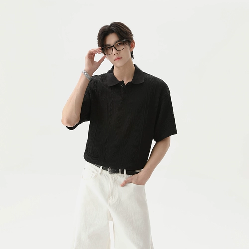 Ретро трикотажная летняя футболка polo, в американском стиле, короткий рукав