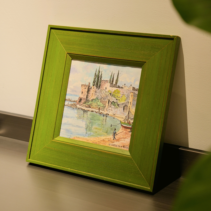 Green French-Style Vintage Solid Wood Picture Frame for Oil Paintings, Photos, Living Room Art, Bedroom Decoration Painting 20*20