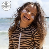 Голландский пляж и бандицы Детский детский детский очаровательный длинно -списанный купальник летний солнцезащитный крем UPF50+тигр