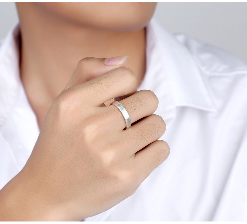 4MM / chữ miễn phí! Nhẫn bạc 99 sterling đôi nam chân nhẫn bạc nhẫn đơn chải nhẫn calvin klein