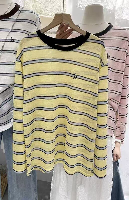 7026 Long-Sleeved Striped Knit Sweater