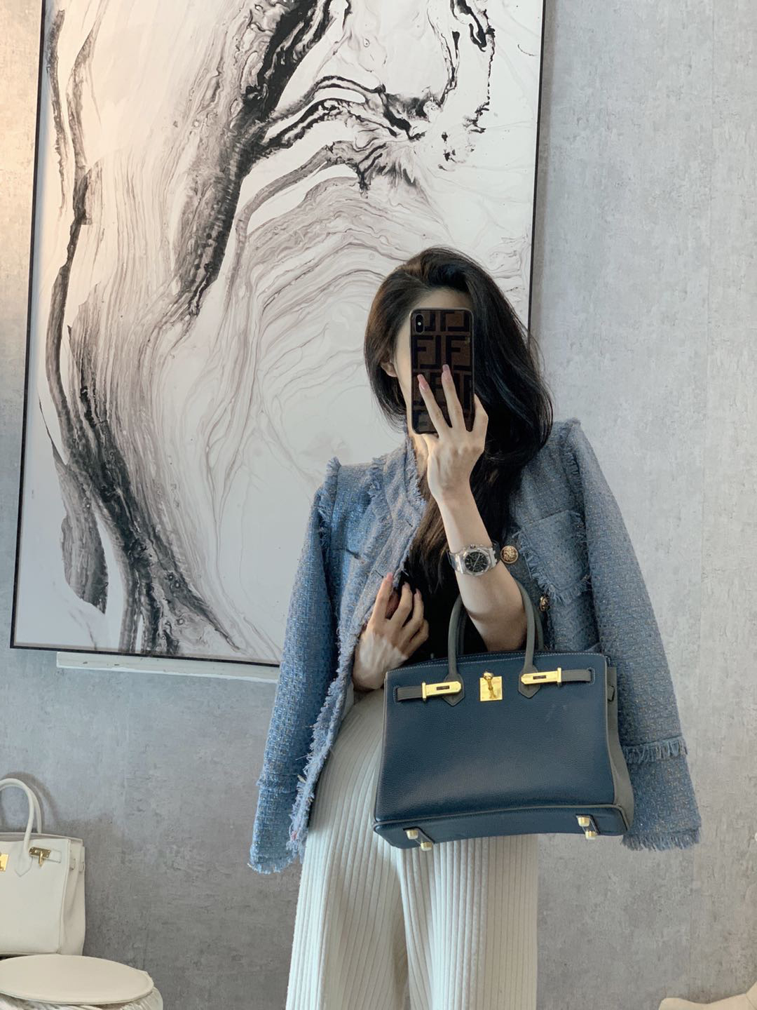 Small Fragrant Wind Jacket Woman Autumn Winter New 2020 Korean version Coarse Flowers Famous hime Temperament 100 Hitch A Short Version Cardiovert Overcoat Blouse Tide