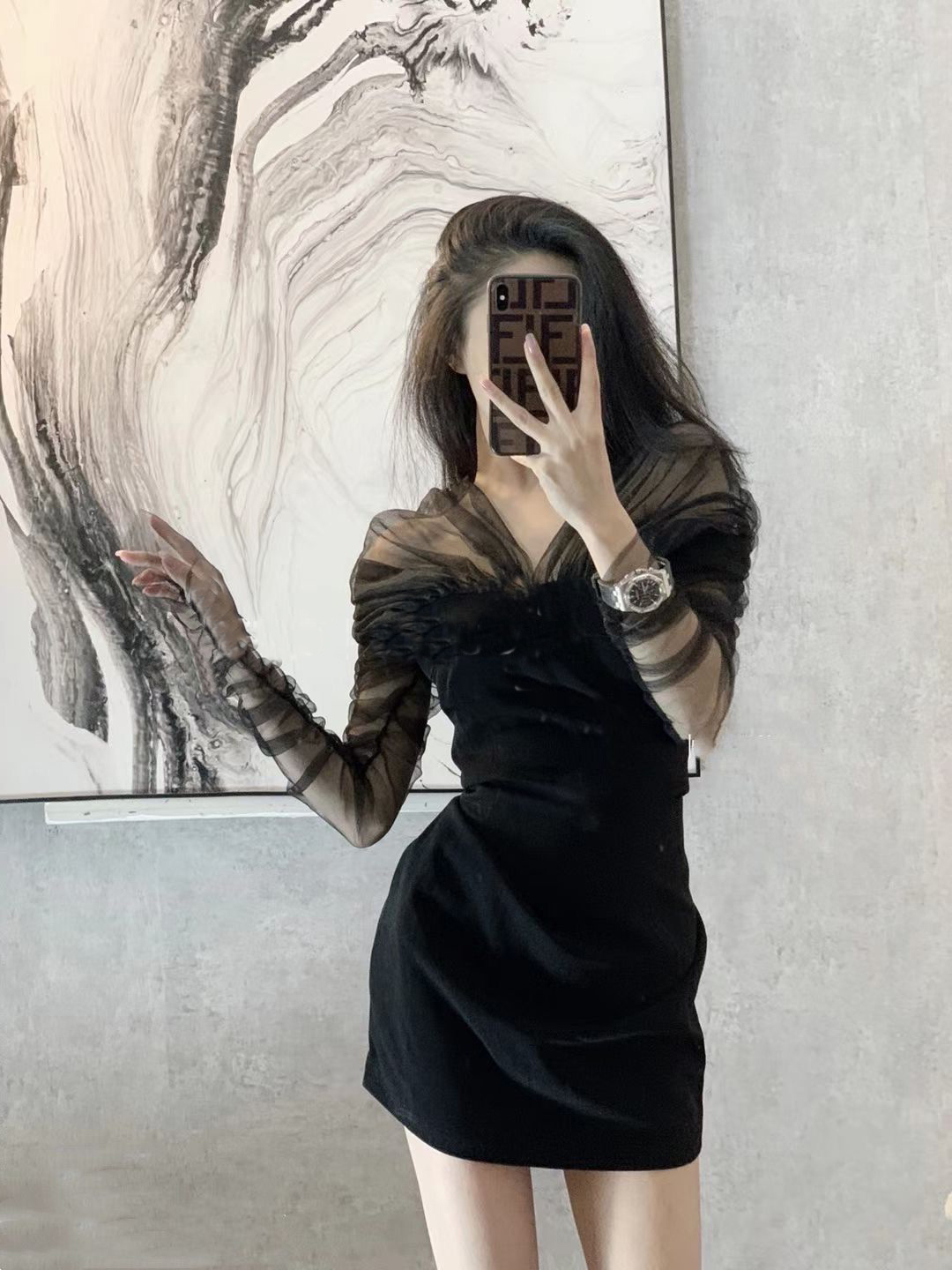 Ocean dress Women in spring 2021 New Herbenwind Little Black Skirt Style Cardigan Design Sensational Women's Conference Gown