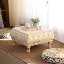 Fenêtre flottante petite table avec bamboo tissé table de table petit thé chambre à coucher au sol table courte table en bois massif table de table tatami table de thé table de thé table de thé
