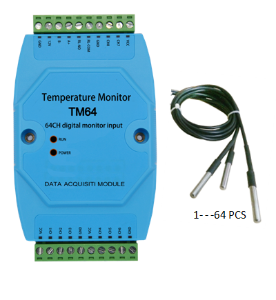 RS485 type temperature inspection instrument DS18B20 sensor 8-channel total of 64 monitors Multi-channel temperature transmitter