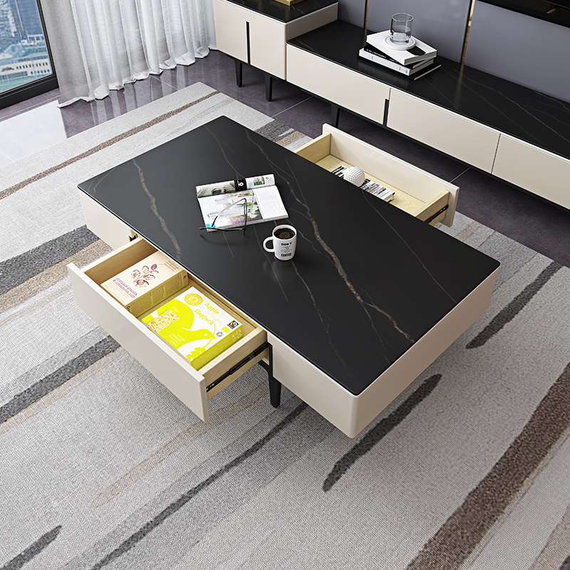 Slate TV cabinet light luxury modern minimalist living room home small apartment storage cabinet Italian minimalist coffee table combination