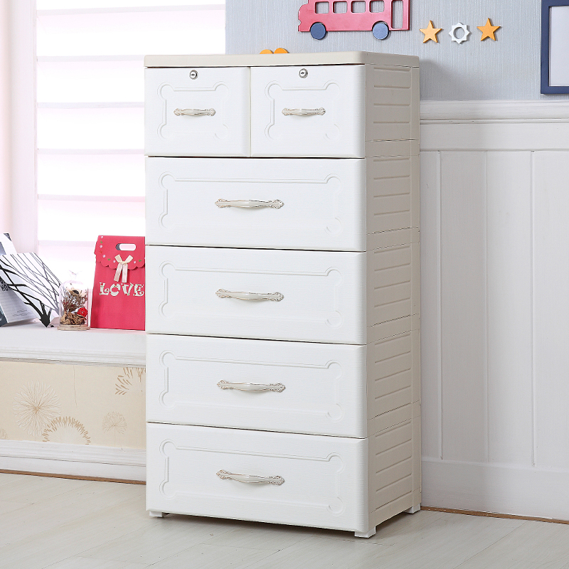 Fuqiang European-style Baby Containing Cabinet Finishing Cabinet Baby Wardrobe Drawer-Type Containing Cabinet Thickened Plastic Five Bucket Cabinet