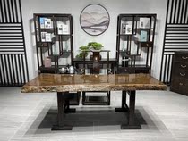 Ebony Wood large board tea table log whole board tea table boss desk mahogany furniture table 211-78 5-8