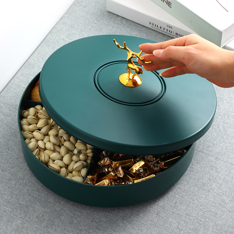 Nordic light luxury candy box home living room coffee table dried fruit storage box melon seed plate with lid split fruit plate snack plate