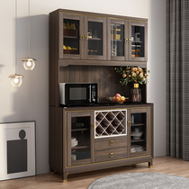 Solid wood dining side cabinet Modern simple living room wine cabinet tea cabinet Light luxury kitchen cabinet one-piece wall locker