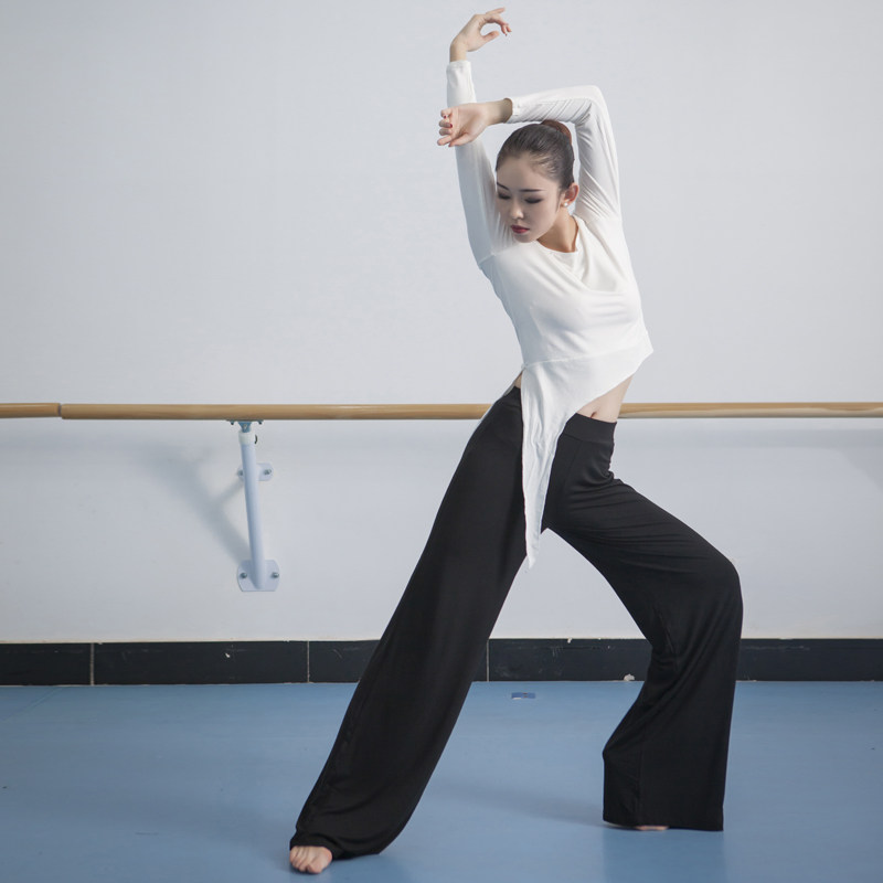 Spring Autumn Season Women Dance Long Pants Pure Color Modale Cotton Quality Yoga Pants Fitness Casual Models Walk Show Broadlegged Pants