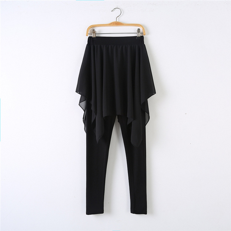 Winter velvet dance small feet trousers Female body tassel dance skirt Ballet Chiffon fake two pieces dance practice pants