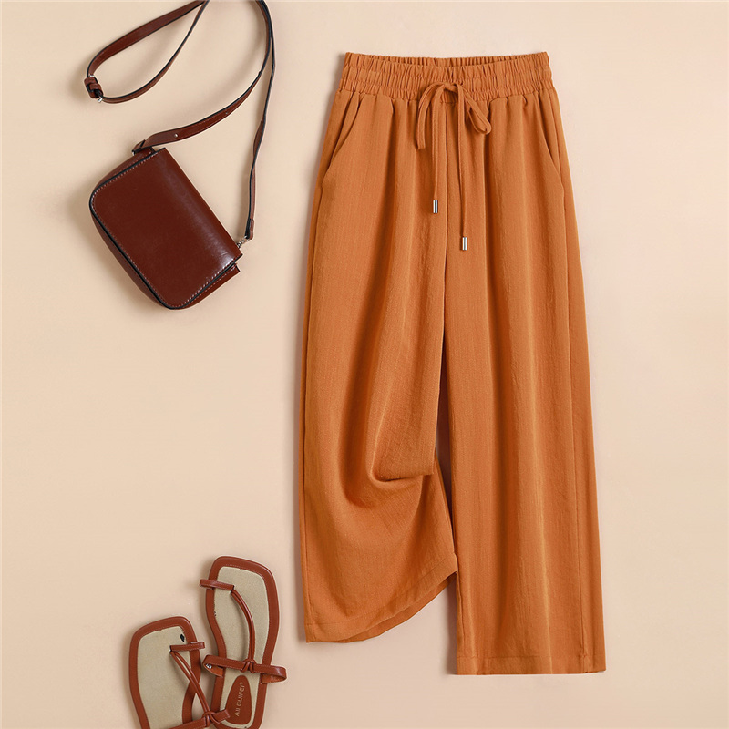 Gediboni Faux Linen Cropped Straight-Leg Pants for Women, 2025 Summer New Style, Zhengzhou Women's High-Waisted Slimming Wide-Leg Pants Gediboni Faux Linen Cropped Straight-Leg Pants for Women, 2025 Summer New Style, Zhengzhou Women's High-Waisted Slimming Wide-Leg Pants