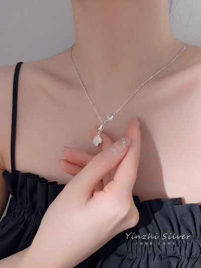 S925 silver butterfly necklace for girls 2025 new light luxury niche exquisite accessories gift high-end clavicle chain