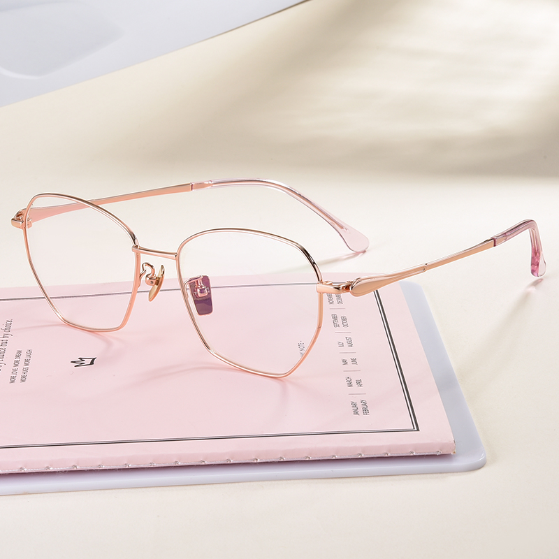 Pure titanium irregular glasses frame net red glasses myopia female anti-blue light flat glasses male discoloration myopia glasses