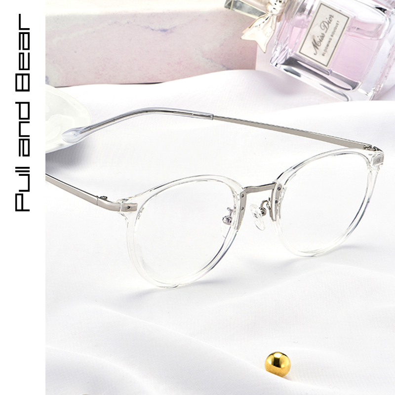 pullandbear transparent near view eye mirror female anti-blue light radiant eye frame female flat light can be equipped with degrees male