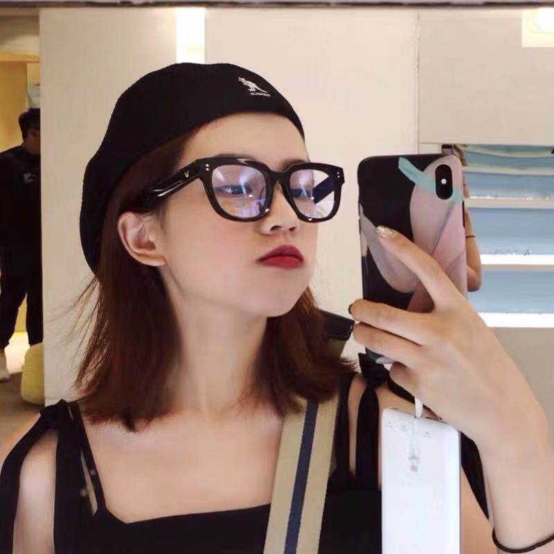 Sydney hominin gm black frame vegan mesh red large frame glasses myopia female anti-blue light protection eye flatlight