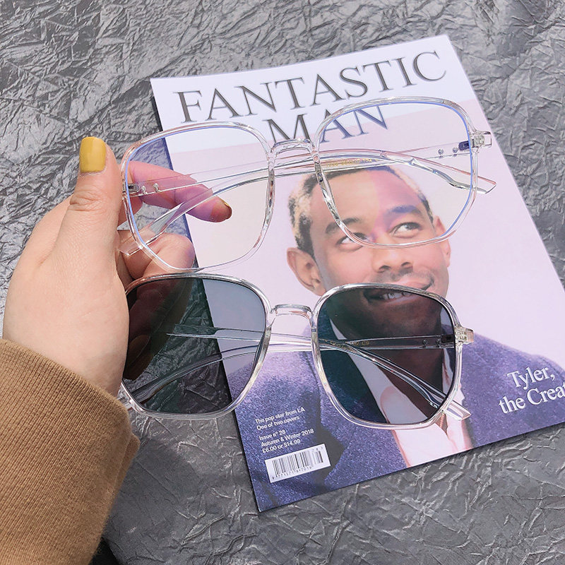 One-mirror dual-use discoloration glasses can be matched with myopia sunglasses female anti-UV big face slim sunglasses men drive