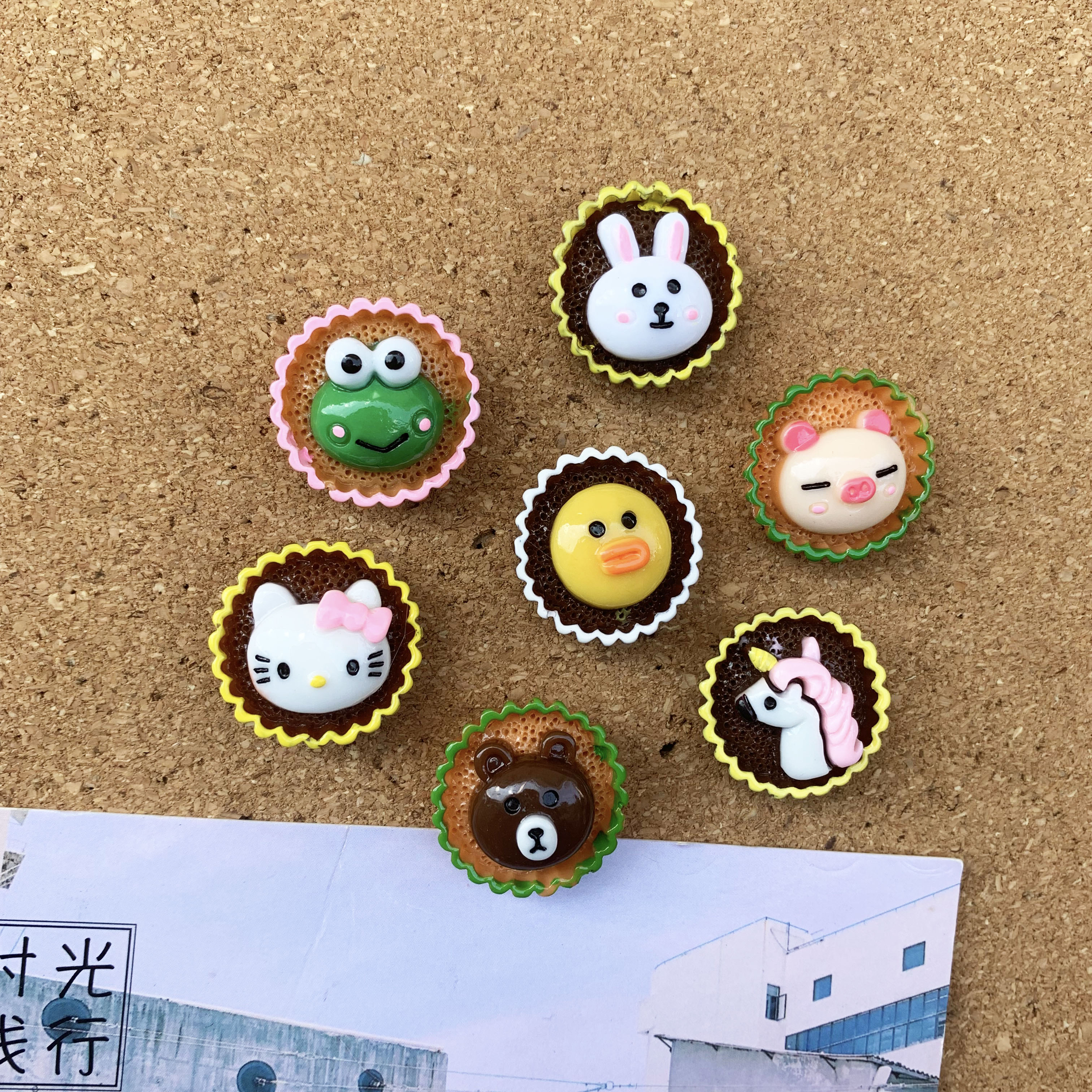 7 sets of cupcake shapes cute animal pushpins felt corkboard wall scene decoration pushpins