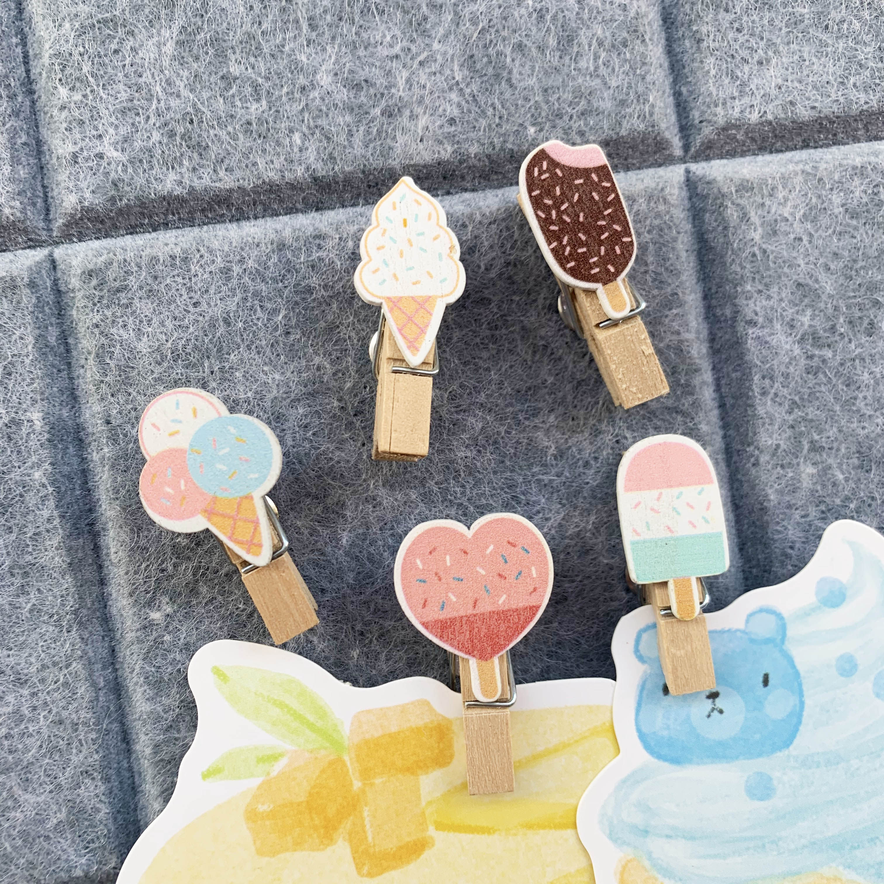 5 ice cream ice cream Nail Clips Small Red Book Ins without injury photo message Felt Soft Plank by nail