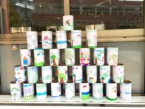 Outer diameter 9cm white embryoids handpainted graffiti paper cylinder Classroom corner environment arrangement hanging decorated kraft aperitif