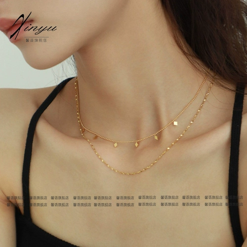 Дизайнерское изысканное ожерелье, короткая цепочка до ключиц из нержавеющей стали, аксессуар, легкий роскошный стиль