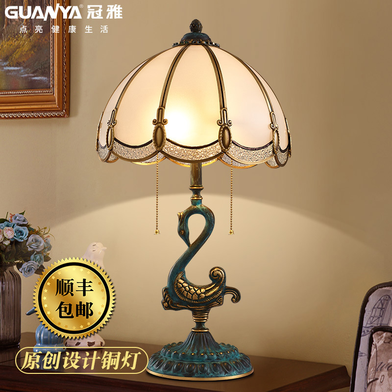 Retro Full Bronze Table Lamp American Pure Copper Bedroom Bedside Creative Cozy Luxurious Living Room Book House Villa Decorative Table Lamp