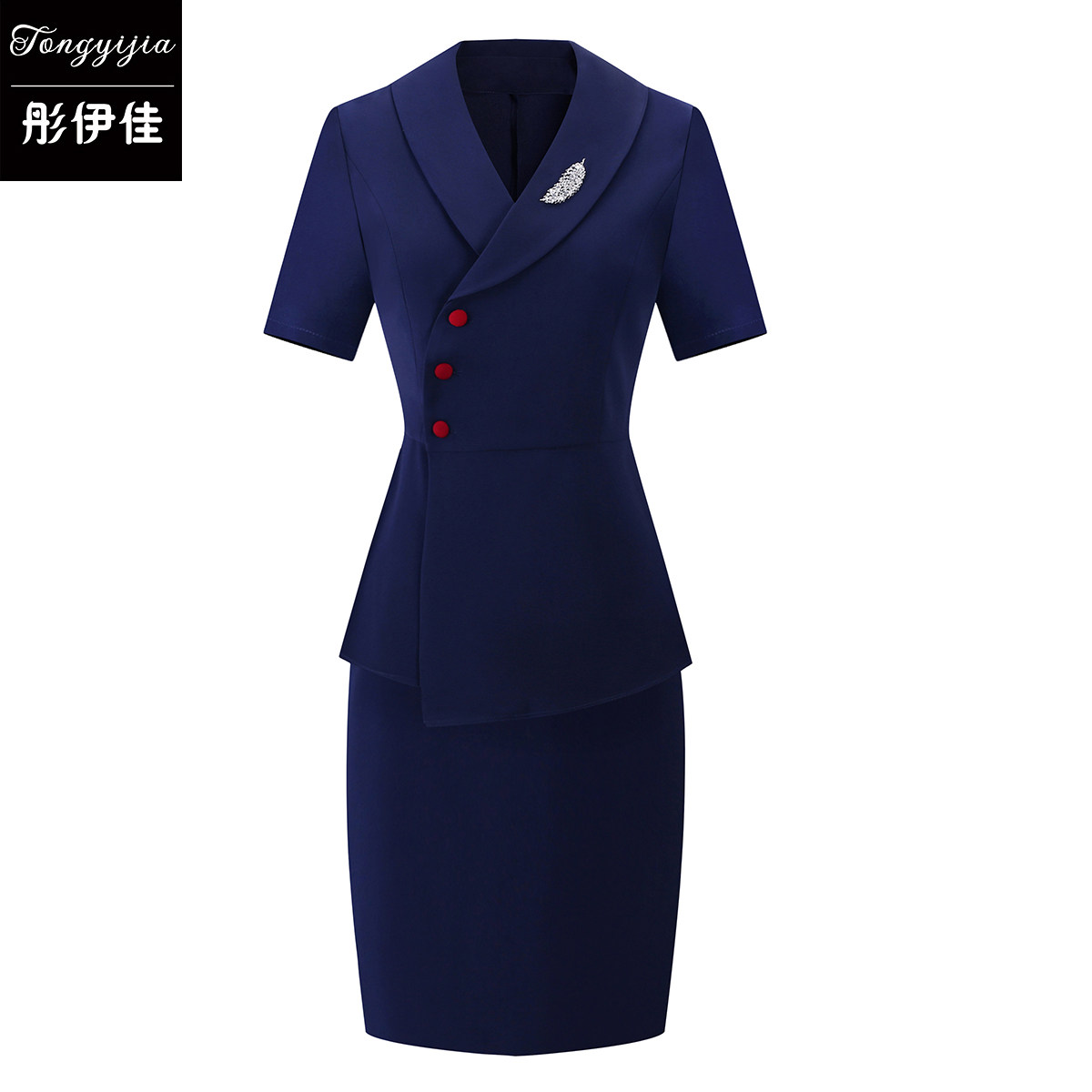 OL work suit women's summer single-breasted waist temperament short-sleeved suit hotel work clothes civil servant interview women's clothing