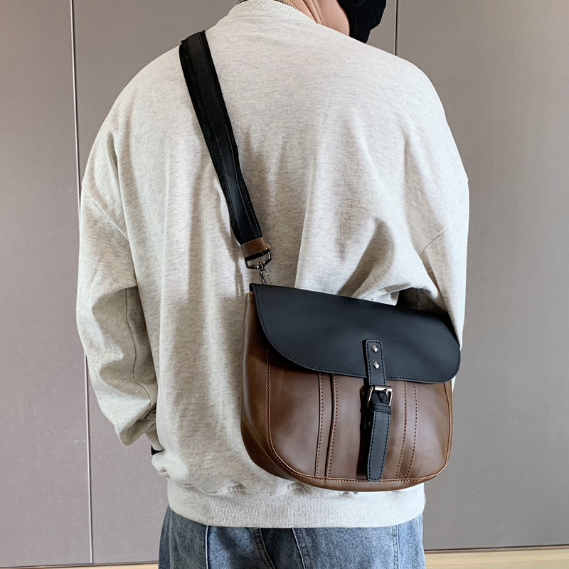 Hong Kong Men's New Trendy Brand Messenger Shoulder Bag Japanese Retro Crazy Horse Leather Backpack Large Capacity Men's Bag Trend - Taobao