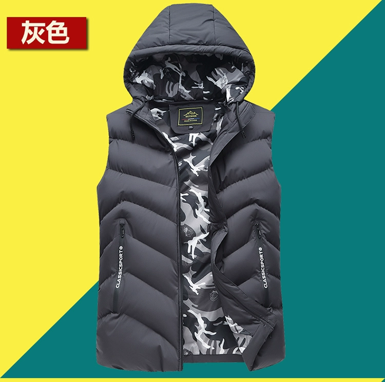 Áo thể thao mùa đông nam vest lỏng cộng với phân bón XL cotton vest dày dày không tay áo khoác thủy triều áo khoác mùa hè nam