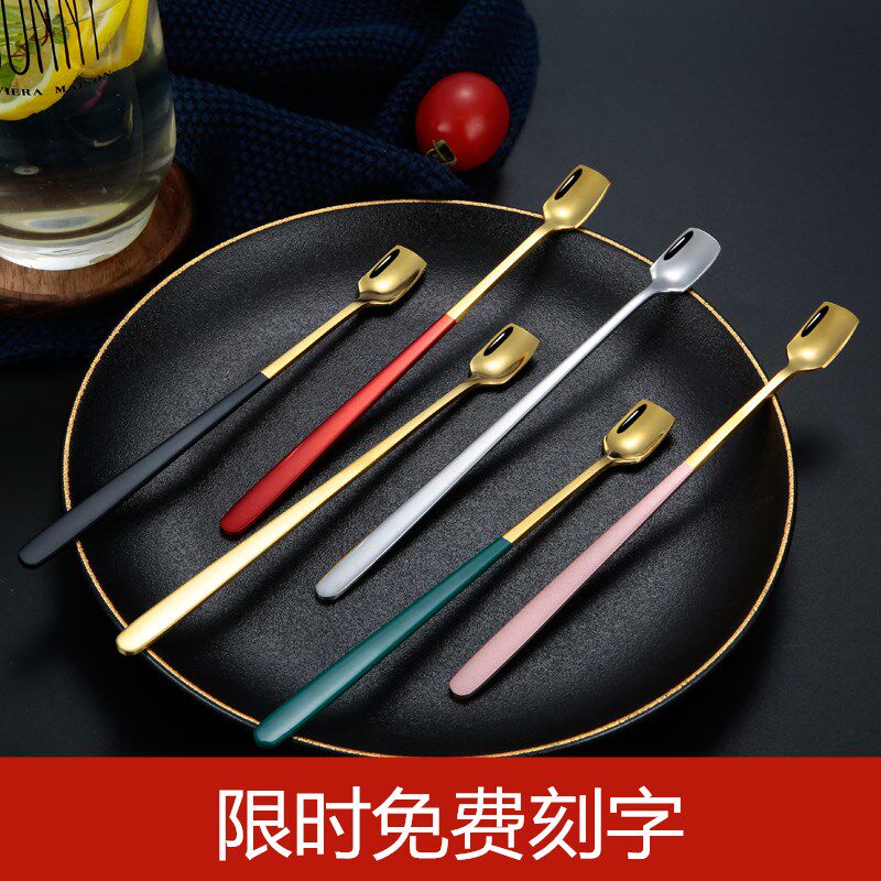 Coffee Spoon Creative Cute Mini Ice Spoon Korean Spoon Long Handle Stirring Spoon Milk Powder Spoon Dessert Spoon Honey Spoon