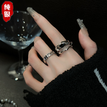 s925 pure silver ring female opening ring 2024 new exploits with small crowdsourced design senior feel frosty