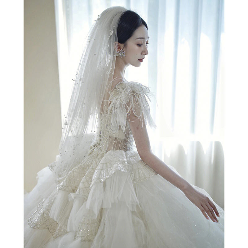 Retro advanced tube top for bride, 2023 collection, suitable for teen, high-end, french style Retro advanced tube top for bride, 2023 collection, suitable for teen, high-end, french style