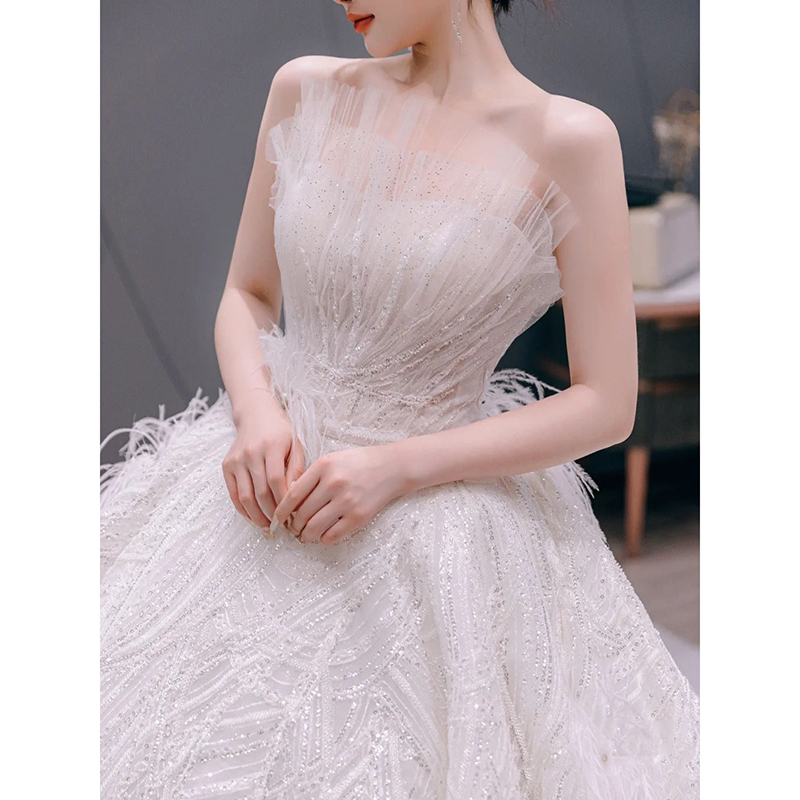Tube top for bride, summer starry sky, french style, 2021 collection, suitable for teen Tube top for bride, summer starry sky, french style, 2021 collection, suitable for teen