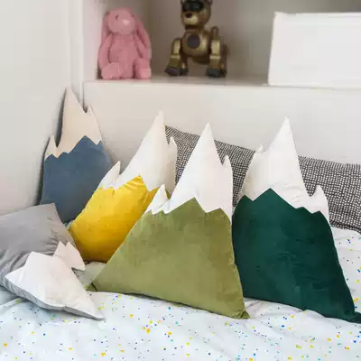 Children's pillow cartoon boy cute snow mountain pillow baby comfort toy princess room decoration doll can be removed and washed