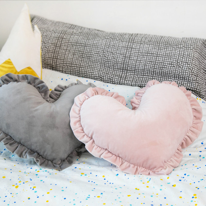 Child Holding Pillow Cute Princess Cartoon Heart Shaped Leaning Pillow Baby Sleeping Back Cushion Bedroom Doll Boy Woolen Toy