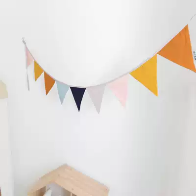 Children's tent decoration cotton fabric colorful flag pennant children's room Festival decoration hanging flag Nordic pendant