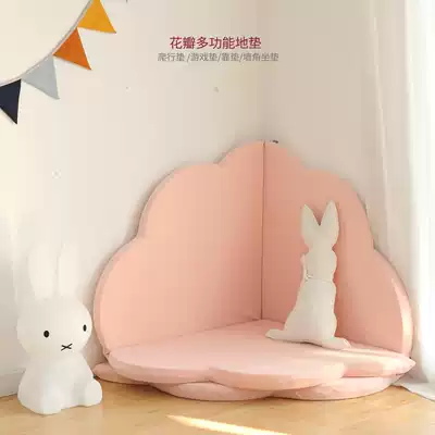 Children's floor mat baby indoor crawling mat thickened baby anti-fall mat folding Nordic petal cushion bedside soft bag