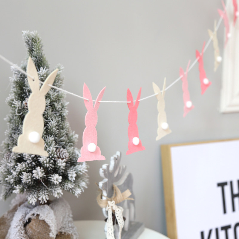 Children's room decoration felt rabbit hanging kindergarten birthday party hanging creative bedroom home wall hanging jewelry