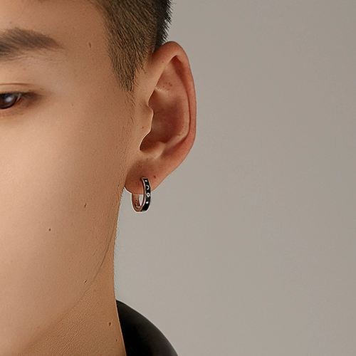 Трендовые серьги, мужское универсальное черное звездное небо, серебро 925 пробы, европейский стиль