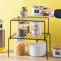 Telescopic lower sink shelf floor multi-layer kitchen supplies storage rack seasoning shelf household multifunctional pot rack