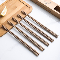 Chicken Wing Wood Chopsticks Home Japanese Unlacquered Wax-Free Redwood Solid Wood Tableware 10 Pair Family Set