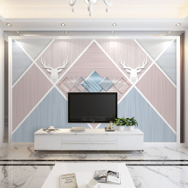 Modern Nordic Bamboo Wood Fiber TV Background Wall Custom Living-room Bedroom Wall Panel Video Background Wall Integrated Wall Panel