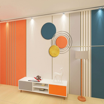 3D Nordic Geometric Light Extravagant TV Background Bamboo Wood Fiber Integrated Board Love Marsee Orange Living-room Sofa Wall Buttoned Board